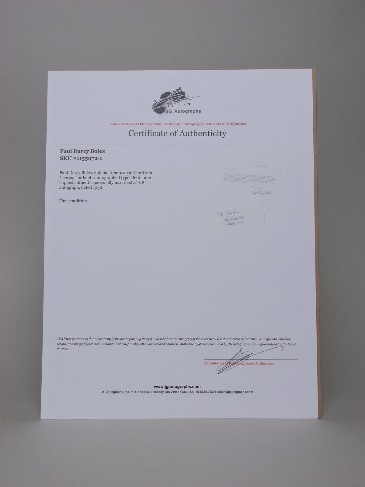 Paul Darcy Boles Letter